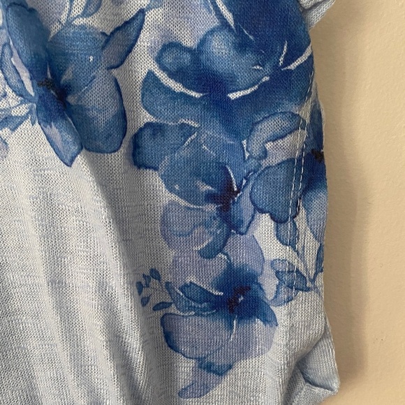 Elegant Light Blue Floral Blouse - Picture 2 of 5